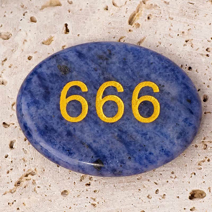 Buddha Stones Angel Numbers White Crystal Red Jasper Pink Crystal Green Aventurine Meditation Palm Stone - 666 Angel Number&Sodalite 4.5*3.5*0.7cm - image 20