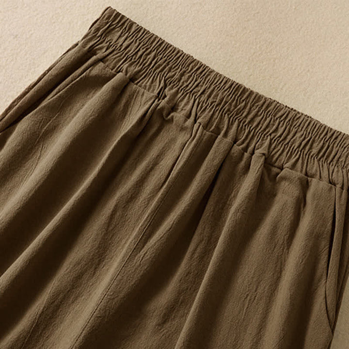 Buddha Stones High Waist Capri Cropped Women's Wide Leg Cotton Pants With Pockets - image 2