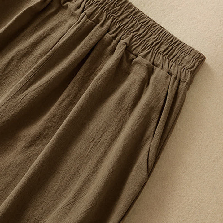Buddha Stones High Waist Capri Cropped Women's Wide Leg Cotton Pants With Pockets - image 3