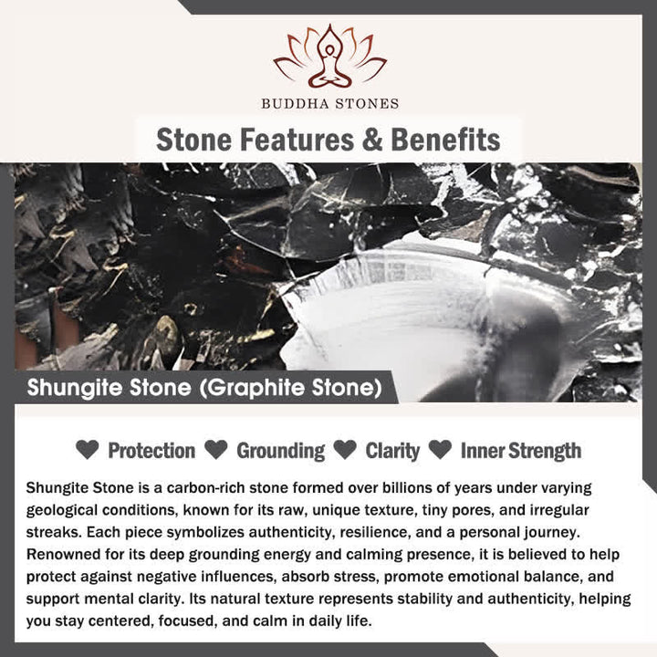 Buddha Stones 8mm Natural Authentic Shungite Stone Protection Beaded Bracelet - image 5
