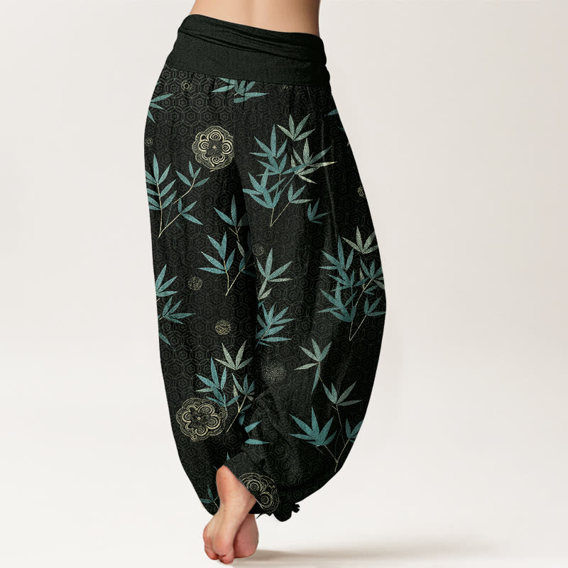 Buddha Stones Cotton Bamboo Geometric Flowers Pattern Women's Elastic Waist Harem Pants - image 6
