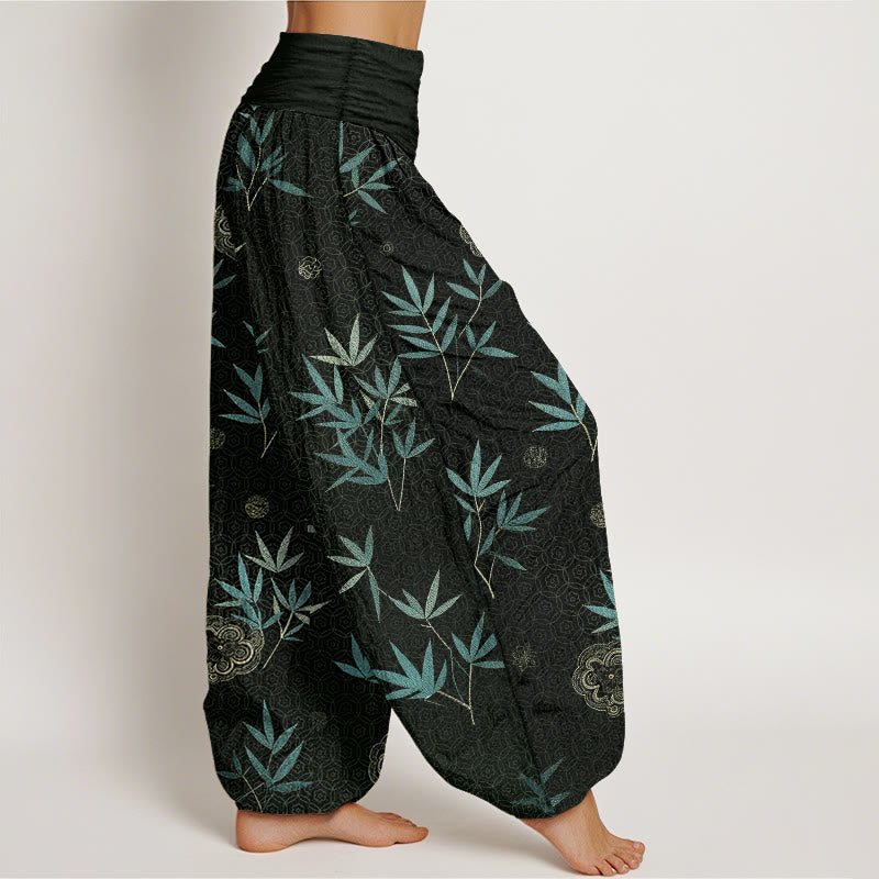 Buddha Stones Cotton Bamboo Geometric Flowers Pattern Women's Elastic Waist Harem Pants - image 7