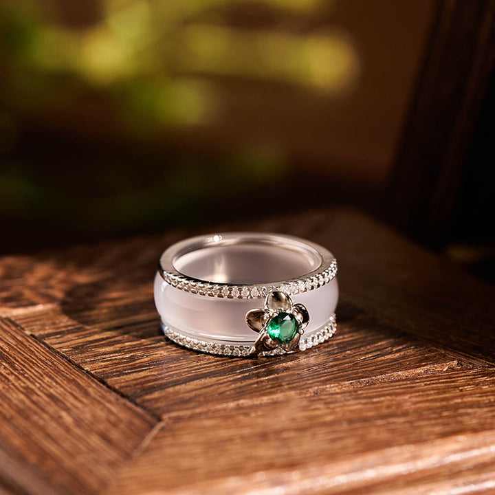 Buddha Stones Chalcedony Gourd Flower Harmony Ring - image 3