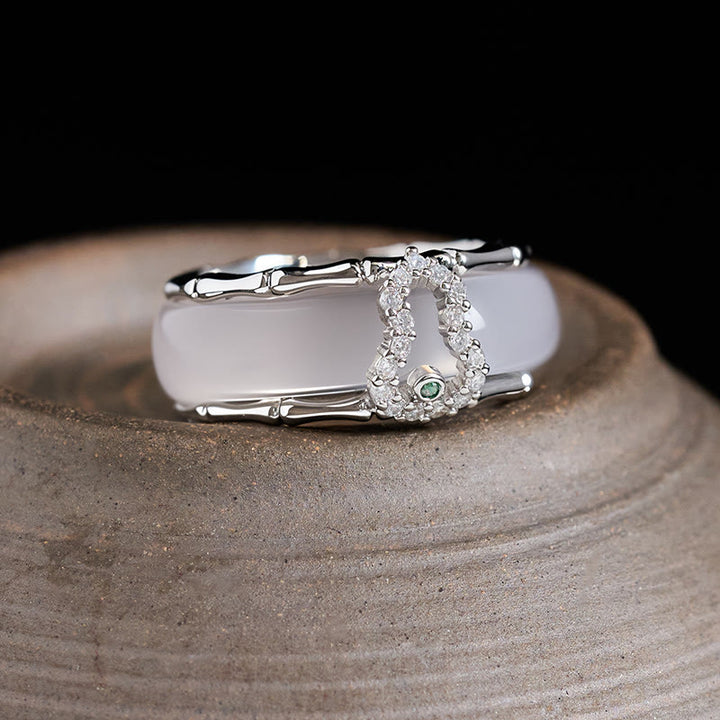 Buddha Stones Chalcedony Gourd Flower Harmony Ring - Chalcedony Gourd Pattern (Ring Inner Diameter: 17 mm) - image 6