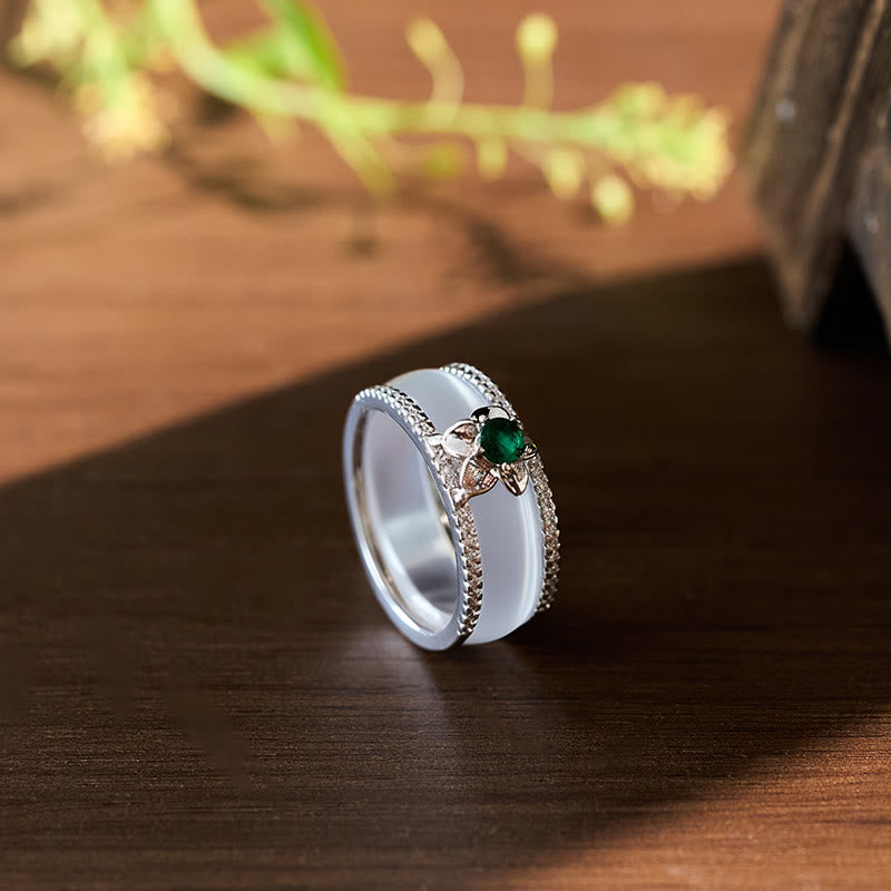 Buddha Stones Chalcedony Gourd Flower Harmony Ring - image 2