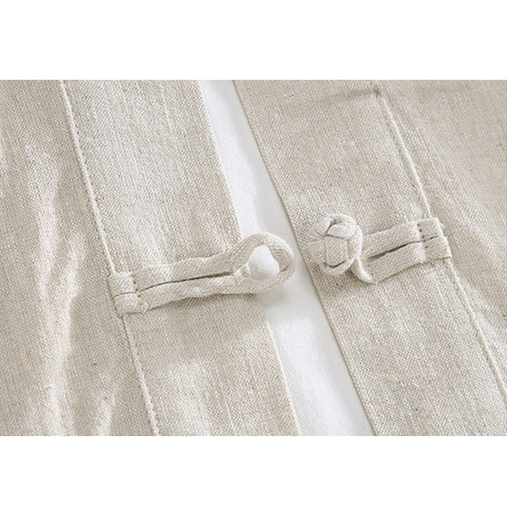 Buddha Stones Vintage Plain Tang Suit Chinese Frog-Button Men's Shirt With Pockets - image 3