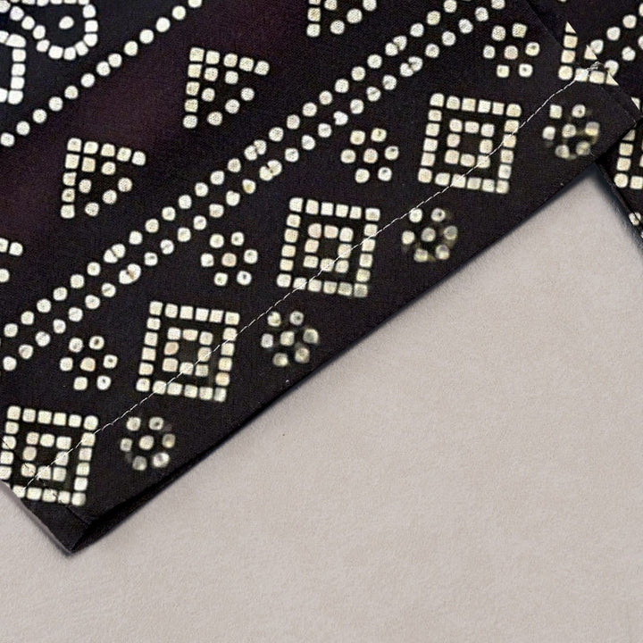 Buddha Stones Pure Cotton Geometric Diamond Motifs Dots Pattern Women's Elastic Waist Pants With Pockets - image 4