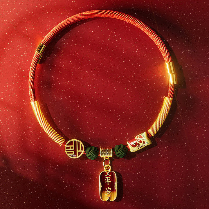Buddha Stones Red String Bead Fu Character Luck Adjustable Cats Dogs Pet Collar - Peaceful Koi Fish - 25-50cm - image 10