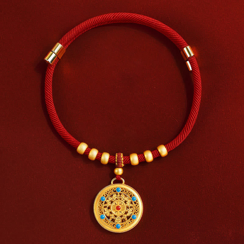 Buddha Stones Red String Bead Compass Gourd Protection Adjustable Cats Dogs Pet Collar - Compass - 20-50cm - image 7