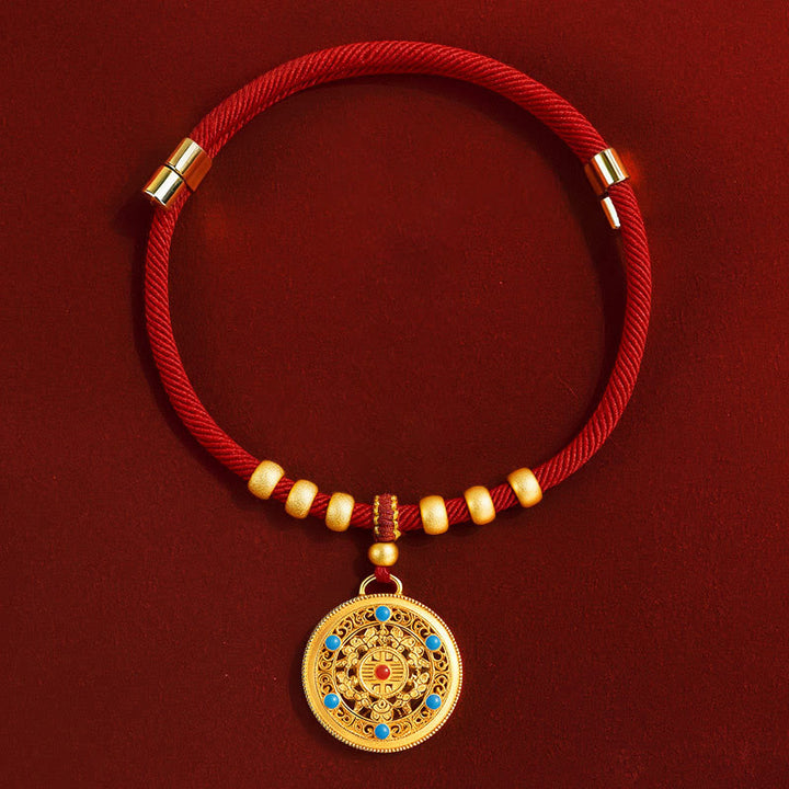 Buddha Stones Red String Bead Compass Gourd Protection Adjustable Cats Dogs Pet Collar - Compass - 20-50cm - image 7