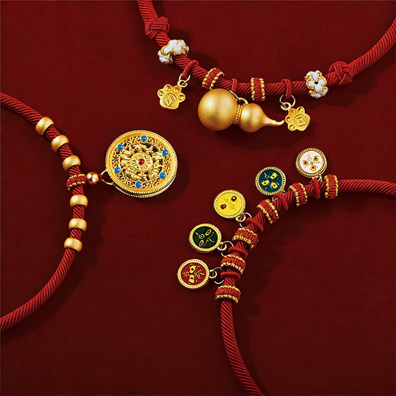 Buddha Stones Red String Bead Compass Gourd Protection Adjustable Cats Dogs Pet Collar - image 17