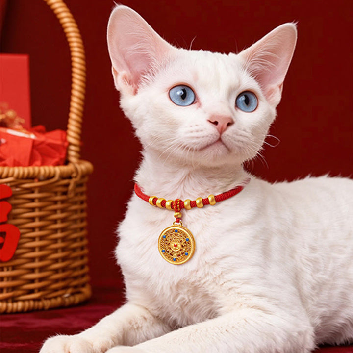 Buddha Stones Red String Bead Compass Gourd Protection Adjustable Cats Dogs Pet Collar - image 11