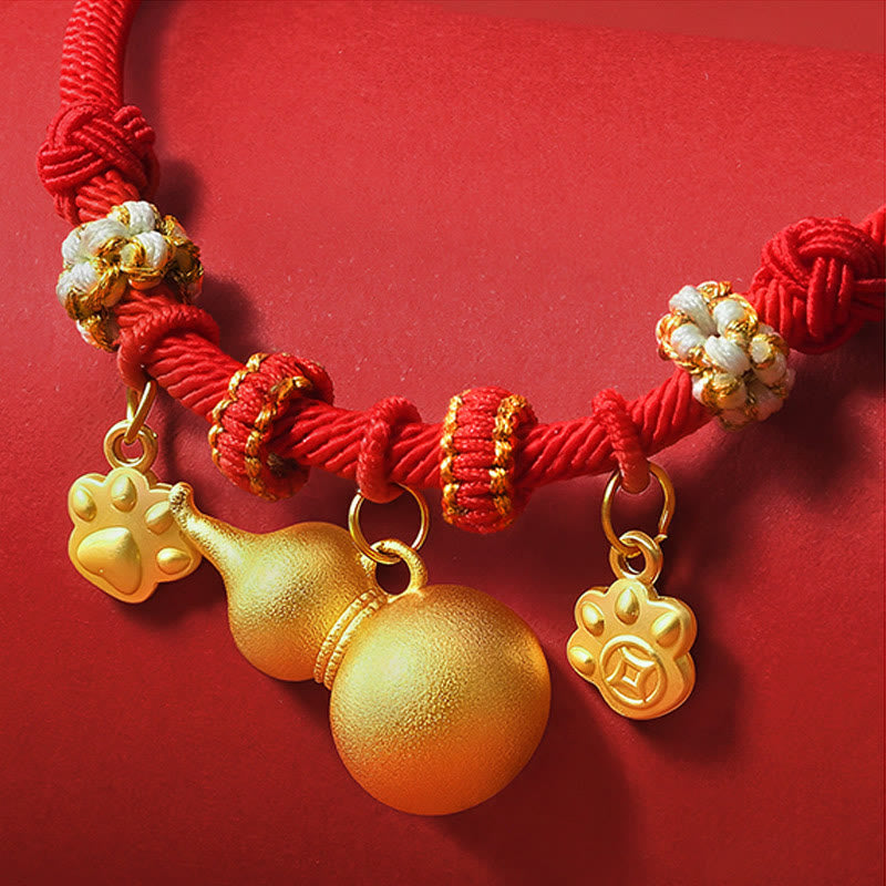 Buddha Stones Red String Bead Compass Gourd Protection Adjustable Cats Dogs Pet Collar - image 4