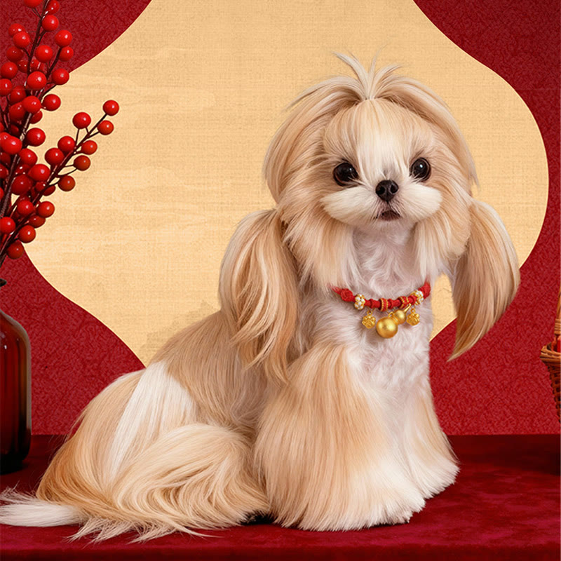 Buddha Stones Red String Bead Compass Gourd Protection Adjustable Cats Dogs Pet Collar - image 0