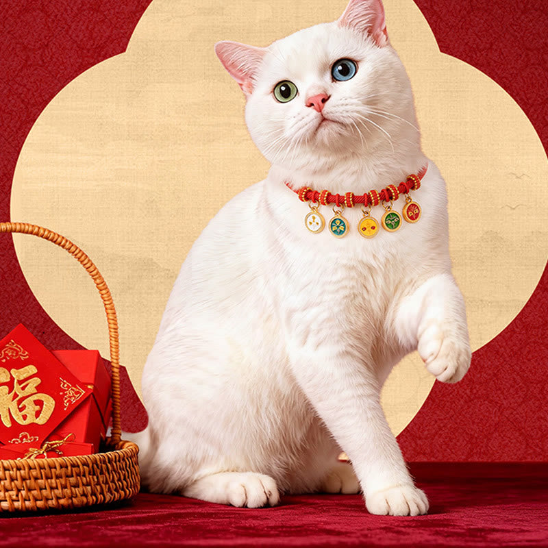 Buddha Stones Red String Bead Compass Gourd Protection Adjustable Cats Dogs Pet Collar - image 15