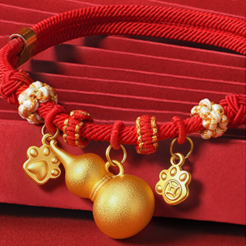 Buddha Stones Red String Bead Compass Gourd Protection Adjustable Cats Dogs Pet Collar - image 3