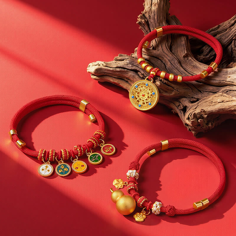 Buddha Stones Red String Bead Compass Gourd Protection Adjustable Cats Dogs Pet Collar - image 16