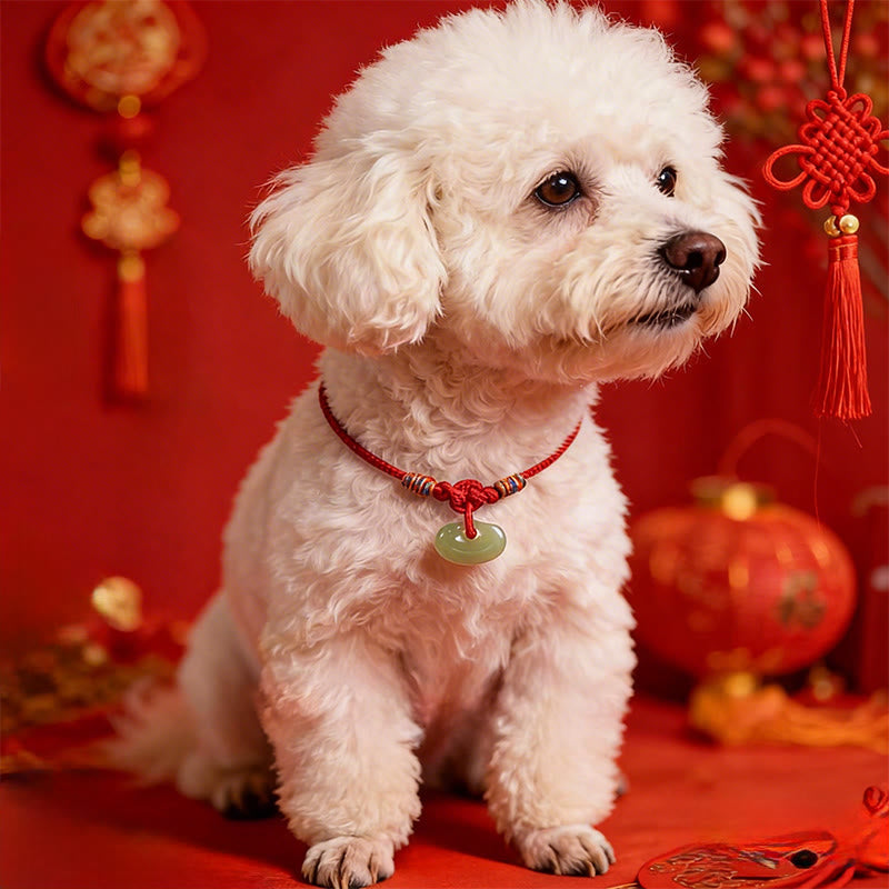 Buddha Stones Red String Plaited Jade Protection Adjustable Cats Dogs Pet Collar - image 14