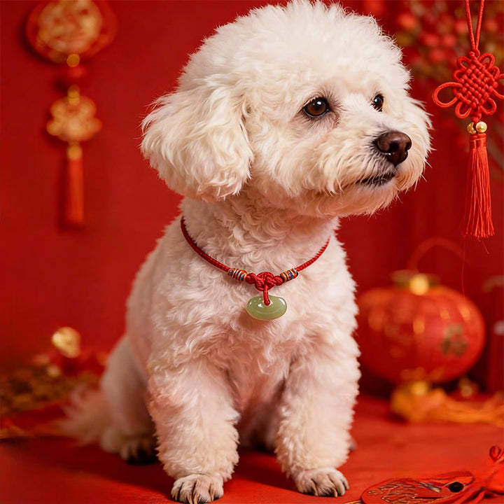 Buddha Stones Red String Plaited Jade Protection Adjustable Cats Dogs Pet Collar - image 14