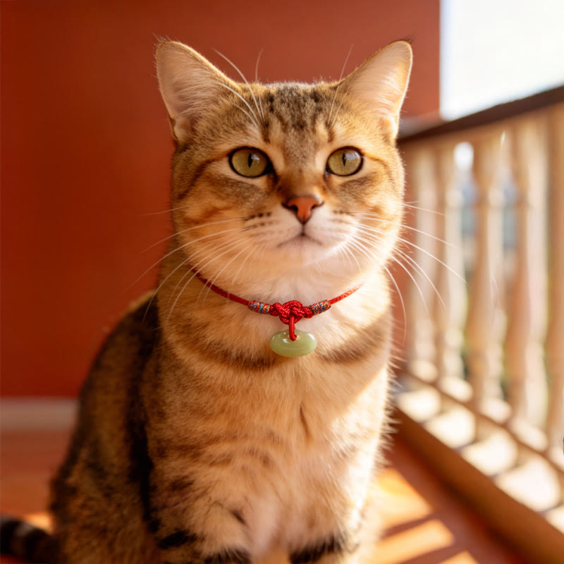 Buddha Stones Red String Plaited Jade Protection Adjustable Cats Dogs Pet Collar - image 15
