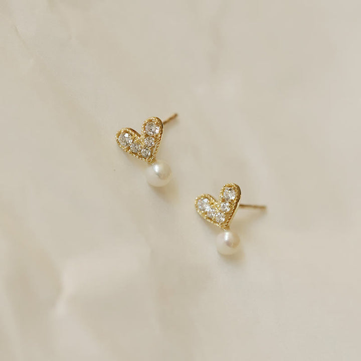 Buddha Stones 925 Sterling Silver Plated With Gold Heart Design Sincerity Earrings - image 2