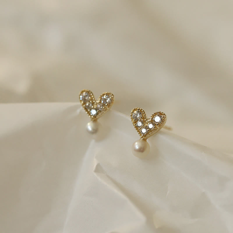 Buddha Stones 925 Sterling Silver Plated With Gold Heart Design Sincerity Earrings - image 1