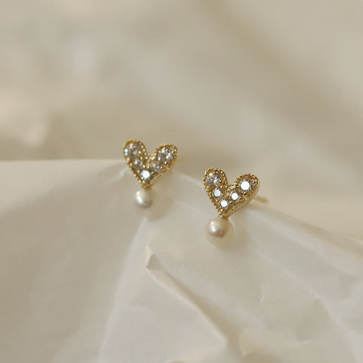 Buddha Stones 925 Sterling Silver Plated With Gold Heart Design Sincerity Earrings - image 1
