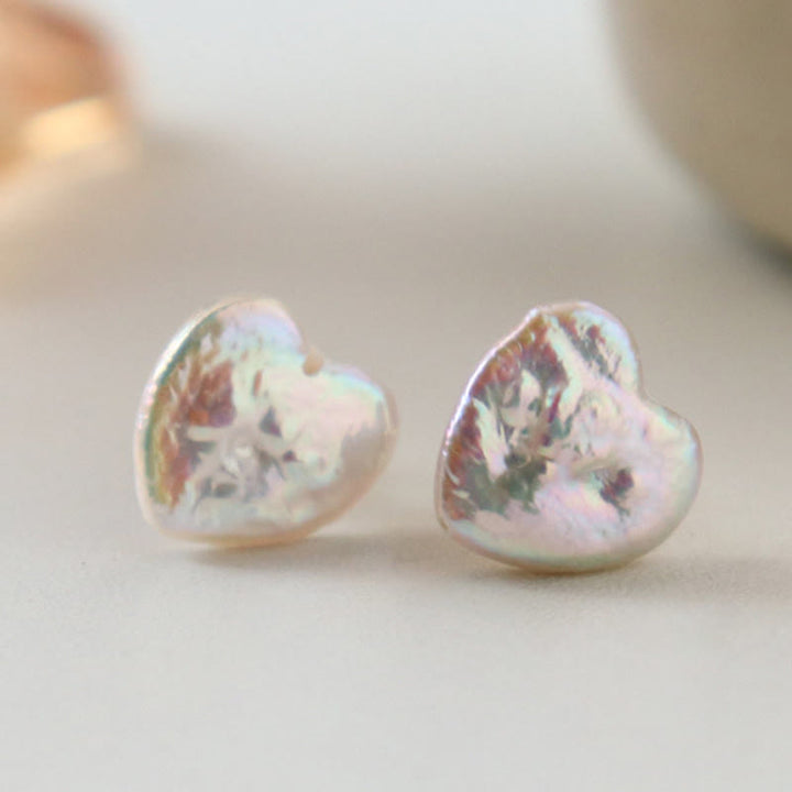 Buddha Stones Retro Pearl Heart Shape Design Wisdom Stud Earrings - image 3