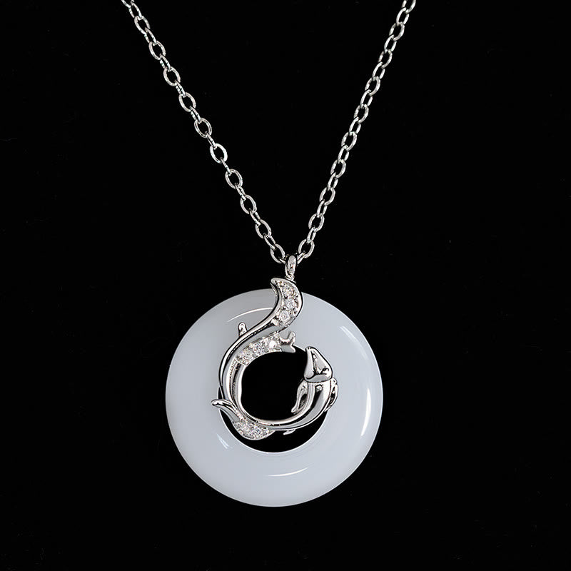 Buddha Stones Koi Fish Peace Buckle Auspicious Necklace Pendant - image 4