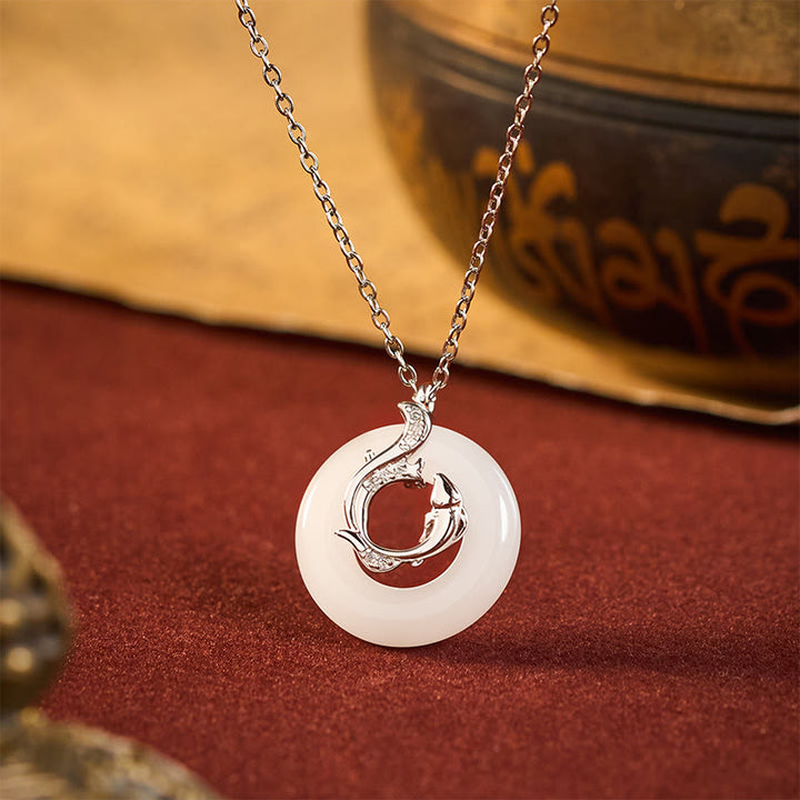 Buddha Stones Koi Fish Peace Buckle Auspicious Necklace Pendant - Koi Fish Peace Buckle - image 0
