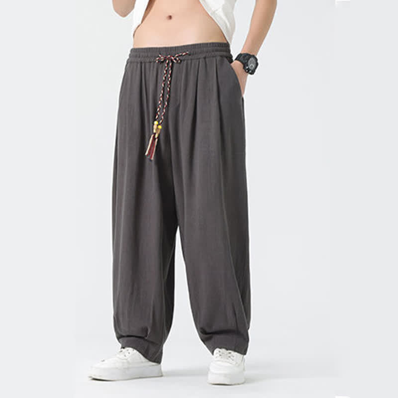 Buddha Stones Summer Drawstring Ankle Length Solid Color Men's Straight Leg Pants - image 10