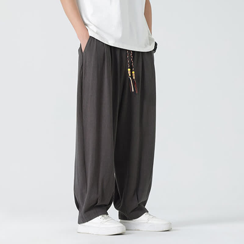 Buddha Stones Summer Drawstring Ankle Length Solid Color Men's Straight Leg Pants - image 11