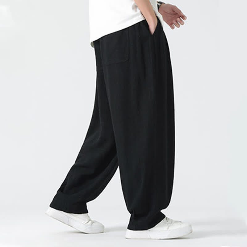 Buddha Stones Summer Drawstring Ankle Length Solid Color Men's Straight Leg Pants - image 22
