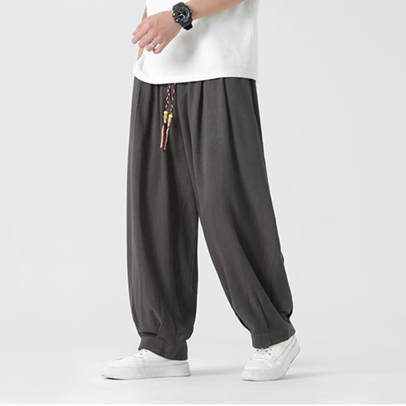 Buddha Stones Summer Drawstring Ankle Length Solid Color Men's Straight Leg Pants - image 9
