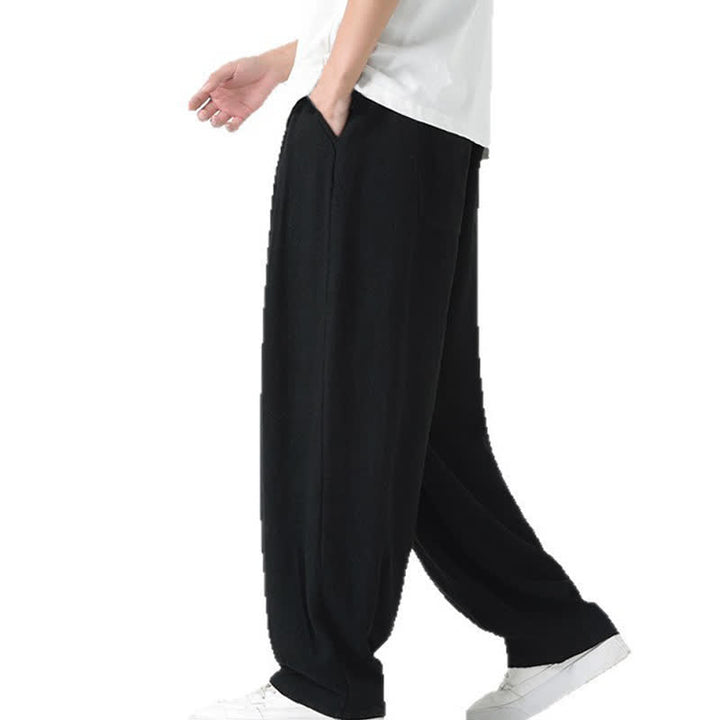 Buddha Stones Summer Drawstring Ankle Length Solid Color Men's Straight Leg Pants - image 25