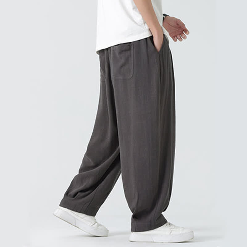 Buddha Stones Summer Drawstring Ankle Length Solid Color Men's Straight Leg Pants - image 8