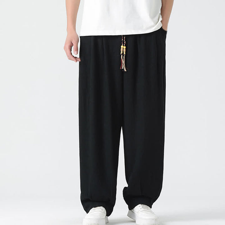 Buddha Stones Summer Drawstring Ankle Length Solid Color Men's Straight Leg Pants - image 19