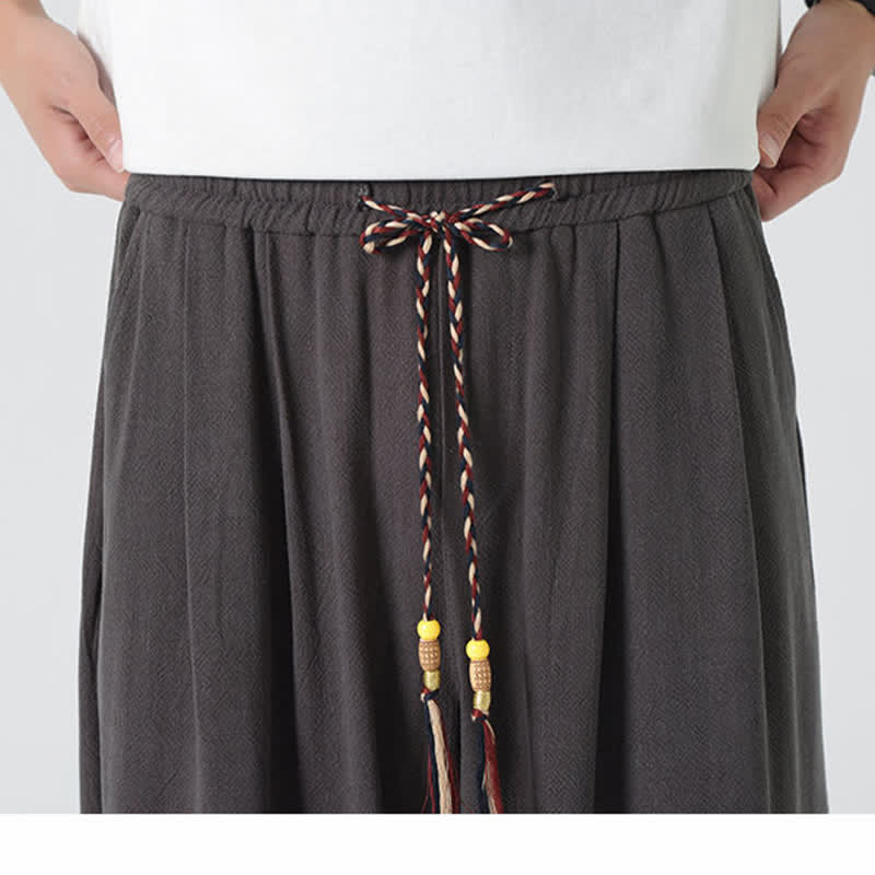 Buddha Stones Summer Drawstring Ankle Length Solid Color Men's Straight Leg Pants - image 13