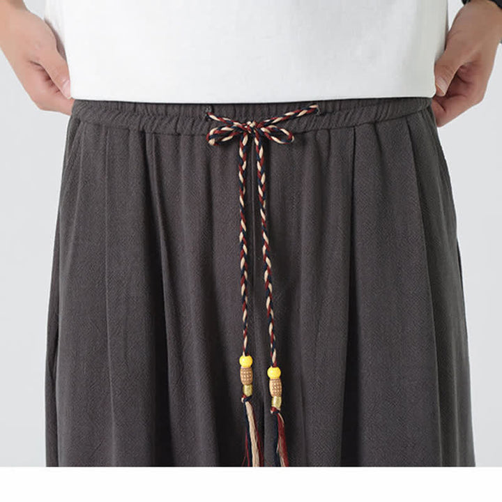 Buddha Stones Summer Drawstring Ankle Length Solid Color Men's Straight Leg Pants - image 13