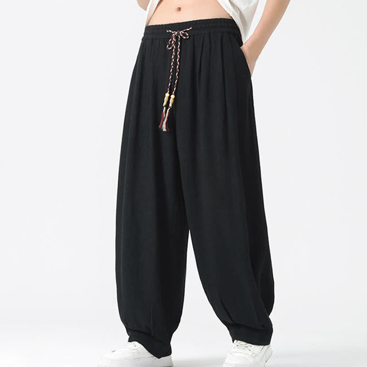 Buddha Stones Summer Drawstring Ankle Length Solid Color Men's Straight Leg Pants - image 23
