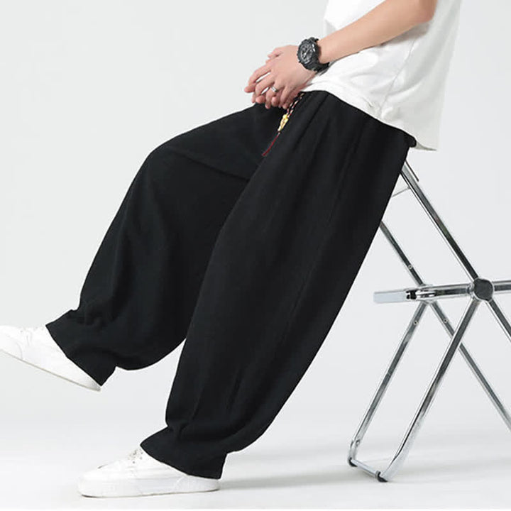Buddha Stones Summer Drawstring Ankle Length Solid Color Men's Straight Leg Pants - image 24