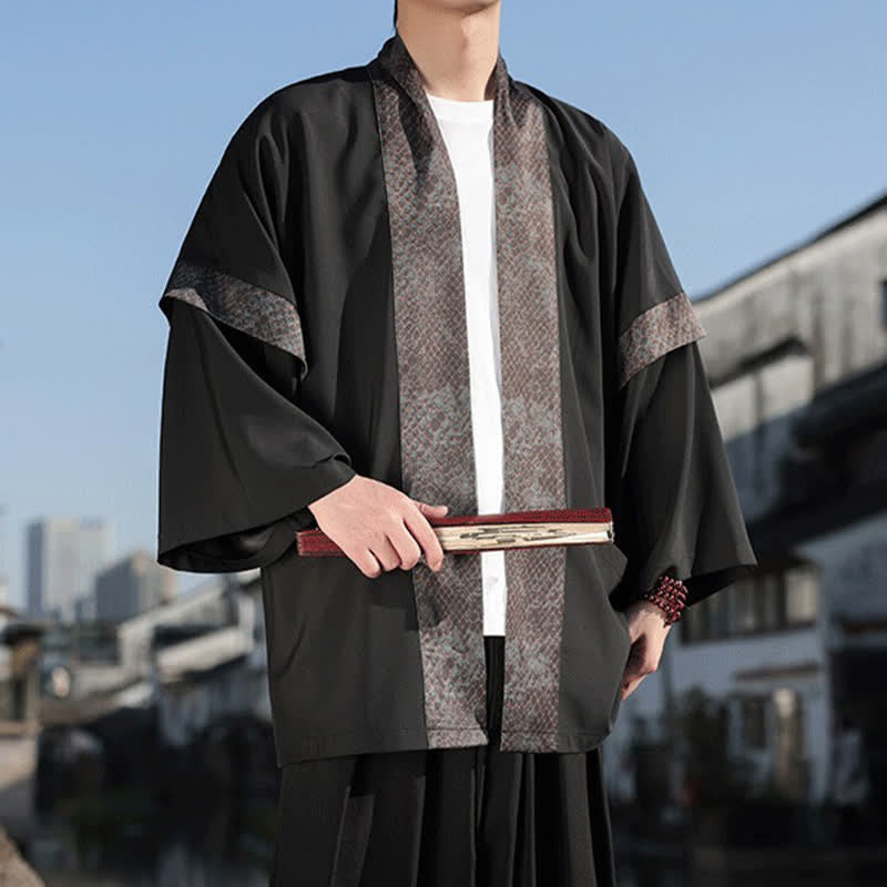 Buddha Stones Summer Casual Zen Lapel Collar Men's Elbow-Length Sleeve Kimono - image 4