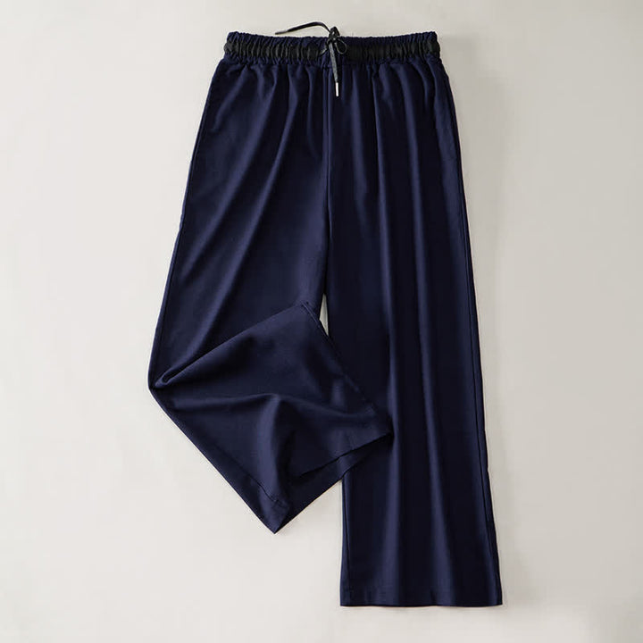 Buddha Stones Commute Drawstring Cotton Cropped Women's Wide Leg Pants With Pockets - MidnightBlue - US12，UK/AU16，EU44 (3XL) - image 11