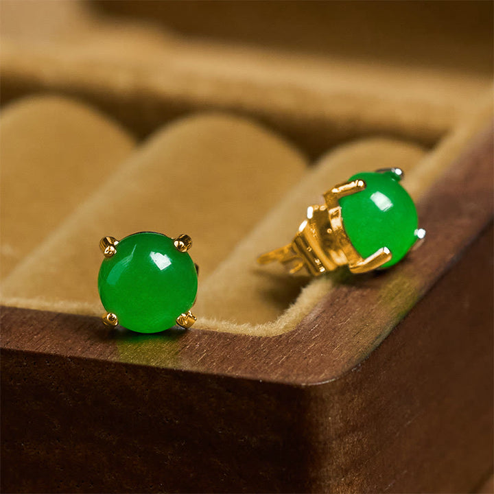 Buddha Stones Jade 925 Sterling Silver Abundance Earrings - image 3