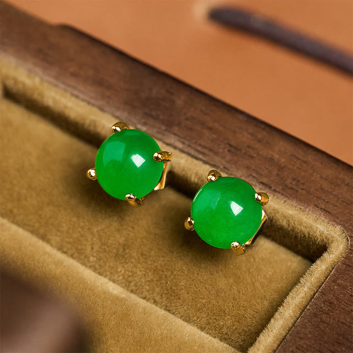 Buddha Stones Jade 925 Sterling Silver Abundance Earrings - image 2