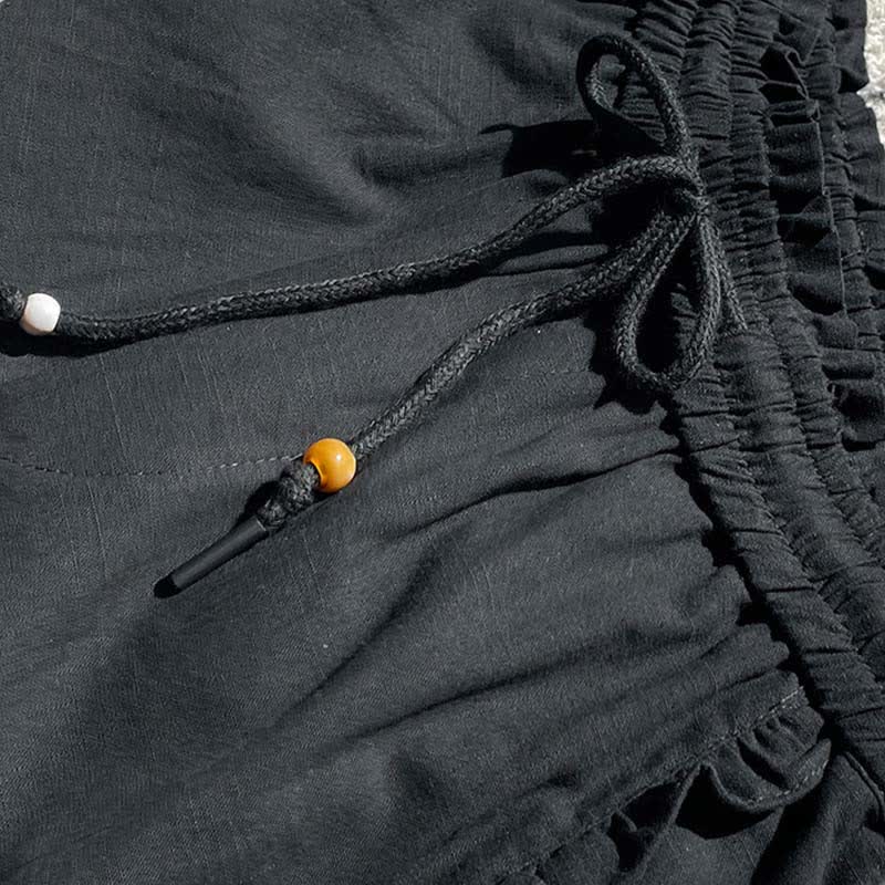 Buddha Stones Summer Drawstring Ruffle Elastic Waist Women's Shorts With Pockets - image 10