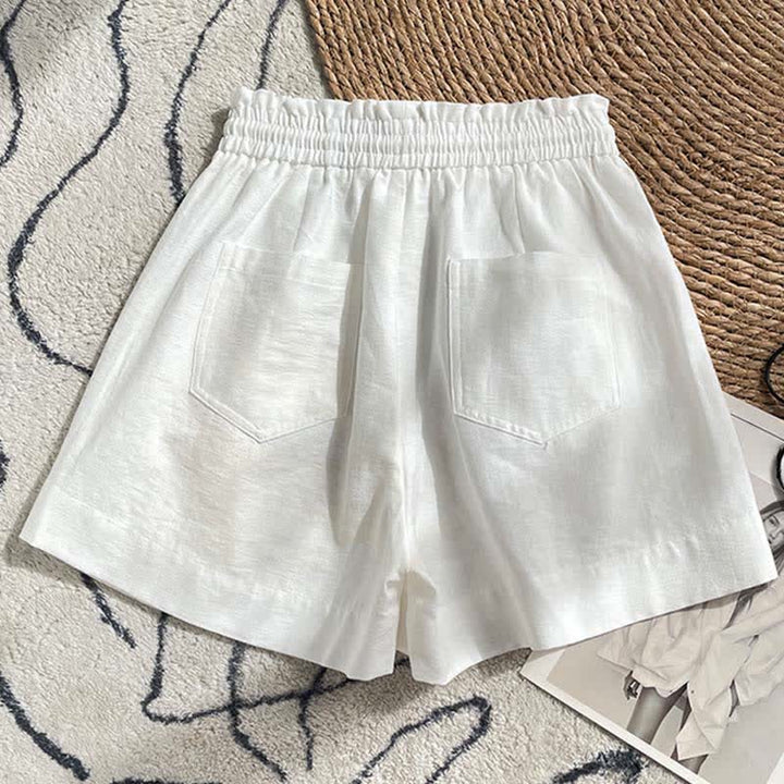 Buddha Stones Summer Drawstring Ruffle Elastic Waist Women's Shorts With Pockets - image 14