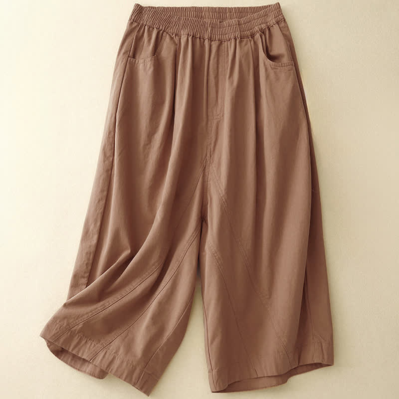 Buddha Stones Summer Cotton Elastic Waist Women's Half Pants With Pockets - DarkSalmon - US8-10，UK/AU12-14，EU40-42 (2XL) - image 14