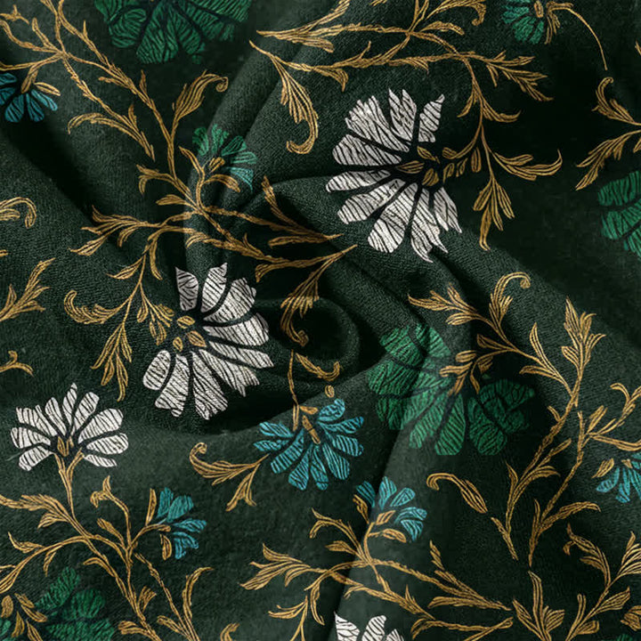 Buddha Stones Flowersl Vine Elastic Waist Drawstring Women's Cotton Pants With Pockets - image 3