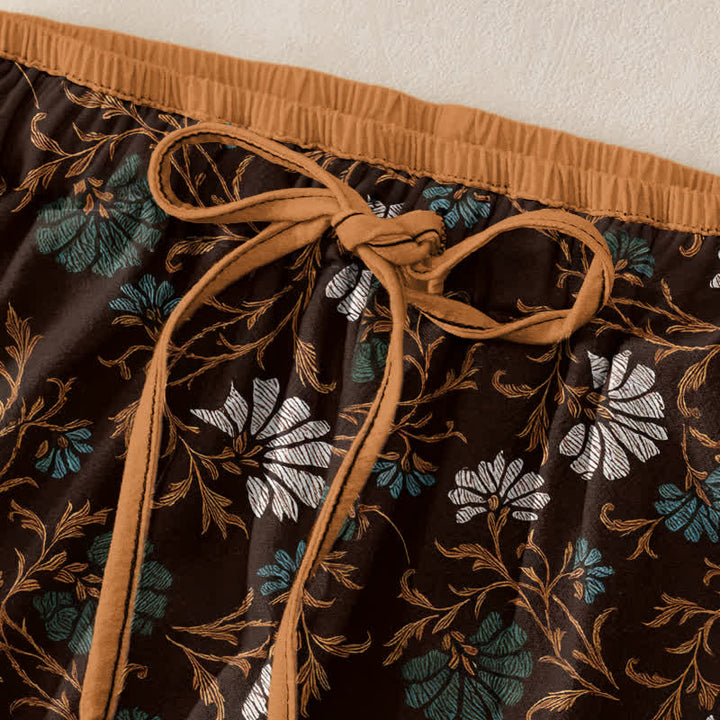 Buddha Stones Flowersl Vine Elastic Waist Drawstring Women's Cotton Pants With Pockets - image 9